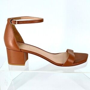 STUART WEITZMAN Size EU 39.5 US 9 Block Heel Sandals NEW Cognac Leather $475